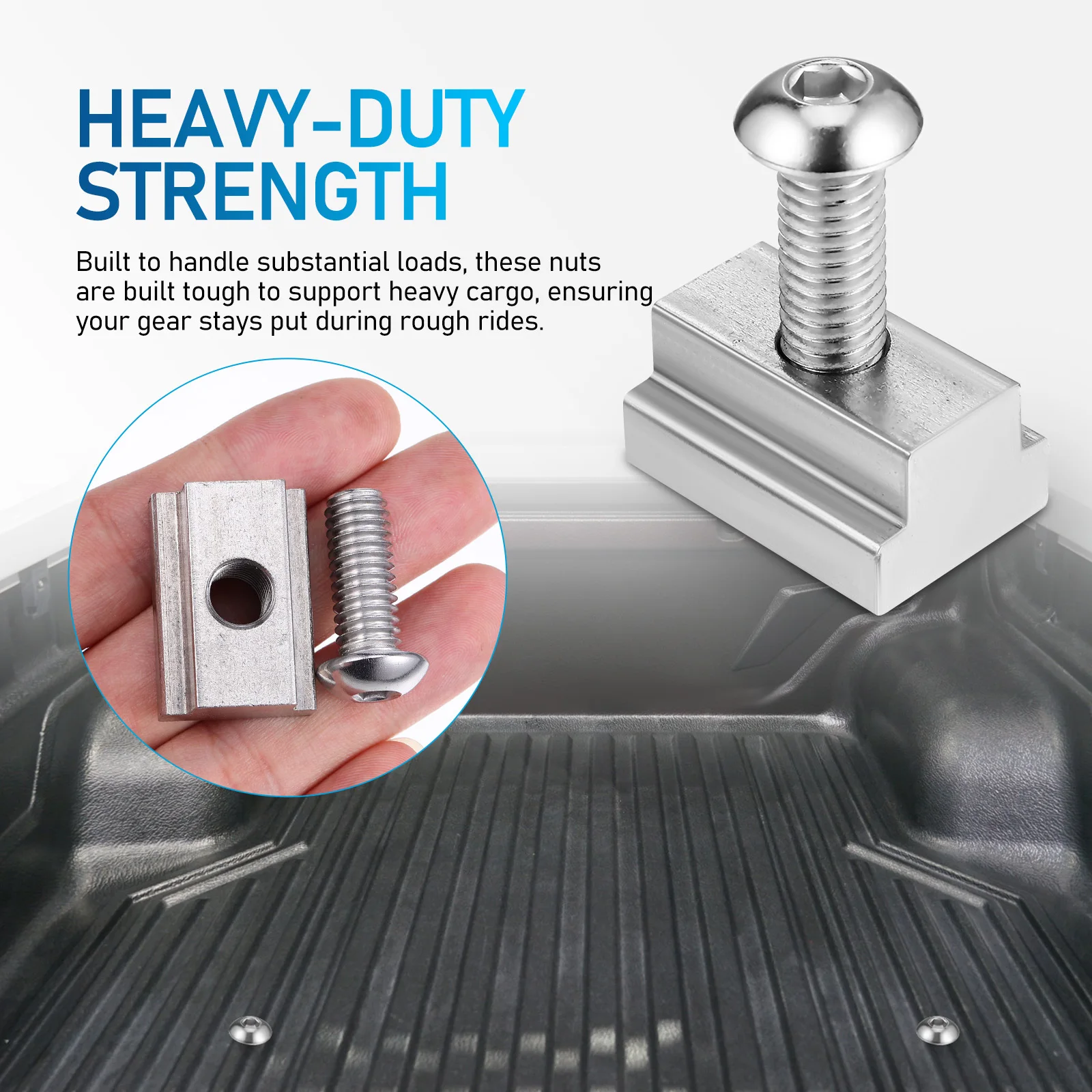 4pcs Stainless Steel T Slot Nuts Threaded Truck Bed Rail Accessories Heavy Duty Pickup External Door Panels Frame Car Parts