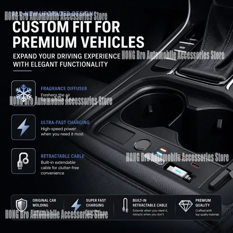 For Volkswagen Passat Car Air Vent Perfume Holder Fast Charging Cigarette Lighter Adapter Central Console Accessories Decor