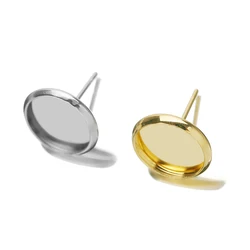 20PCS Stainless Steel Inner Size 6/8/10/12/14mm Ear Stud Pins Base Round Earring Base Setting for DIY Earrings Jewelry Making