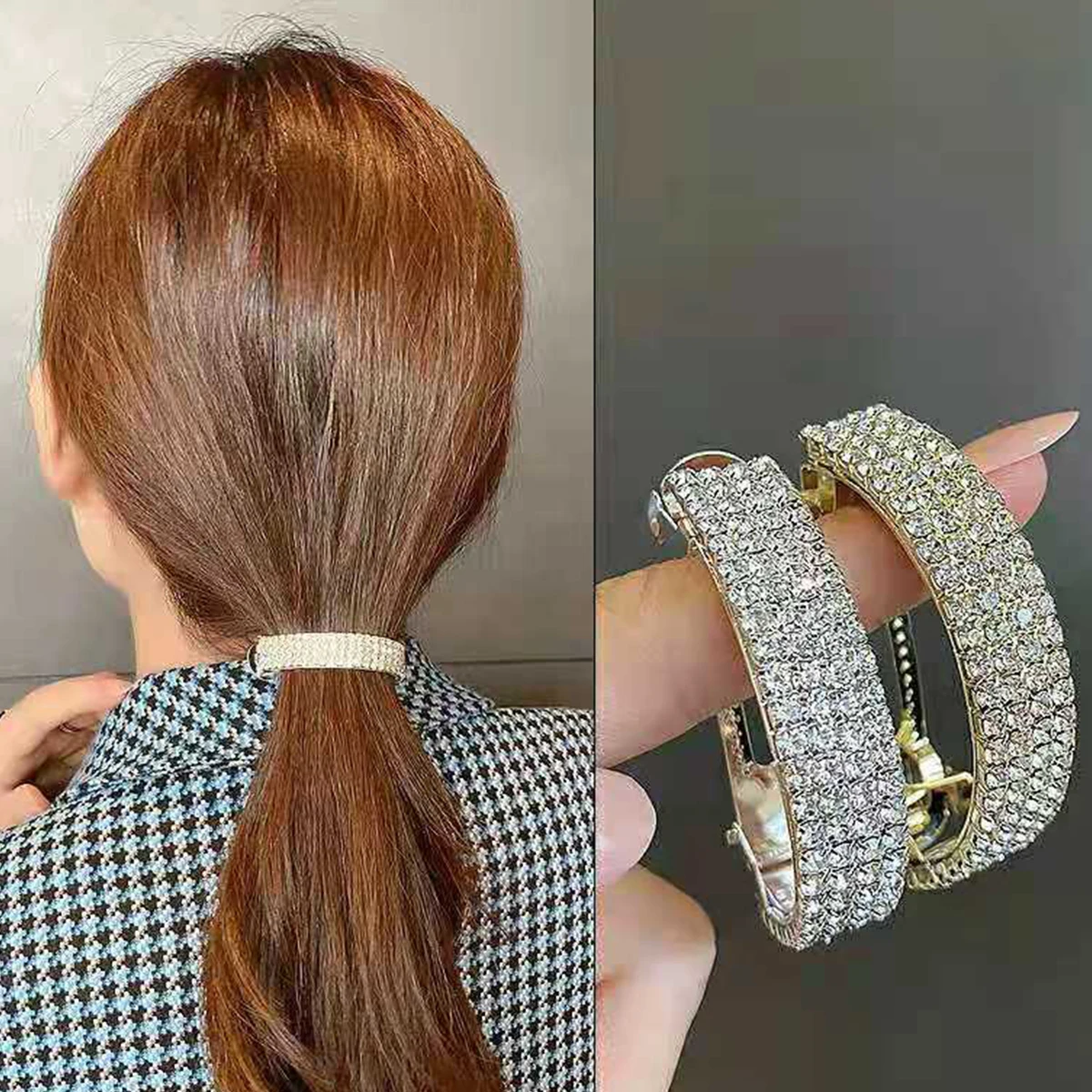 

8pcs Rhinestone Hair Clip Set Zinc Alloy Ponytail Wedding Party Ceremonies Birthday Banquet Daily Wear