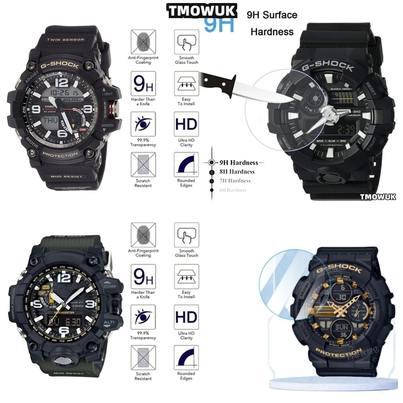

HD 9H Tempered Glass Watch Screen Protector Film For Casio GWG - 2000 S2200 S140 EFV 540D L MDV 107 EFV 520DB GRB 100 GA 2110