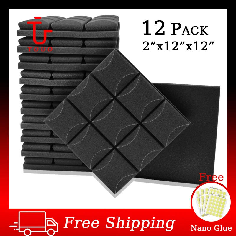 

TOUO Sound Proof Wall Panels 12 Pcs Acoustic Foam Panel Wall Soundproofing For Home Cinema Sound Insulation Treatment