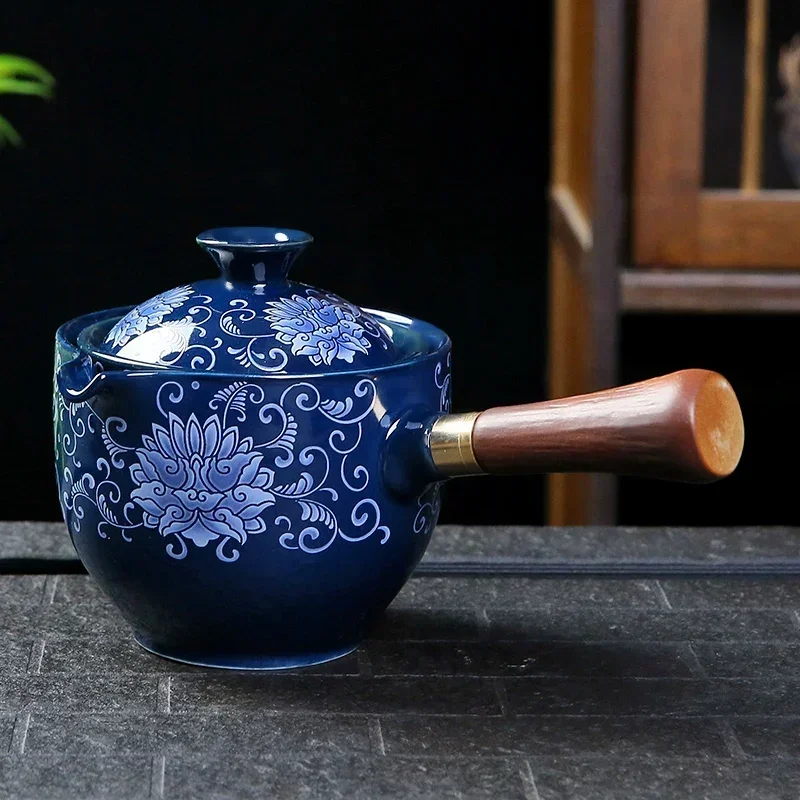 New Style 360 Rotation Tea Maker Automatic Single Pot Teapot For Tea Ceramic Glass Teapot Chinese Gongfu Tea Pot