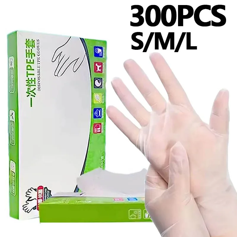 300PCS Disposable TPE Gloves TPE Gloves Non-Slip Kitchen Bathroom Household Cleaning Fried Chicken Hairdressing Not Dirty Hands