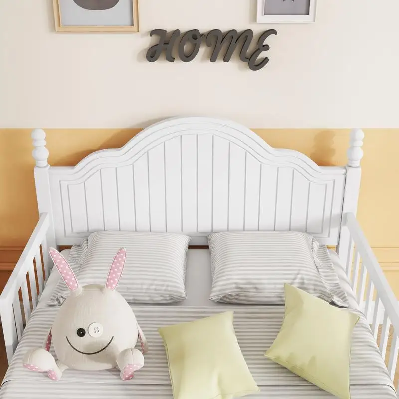 سرير خشبي بمنصة مزدوجة للأطفال مع لوح أمامي ولوح للقدمين، أبيض، وصول متوقع 2025/09/30 #4