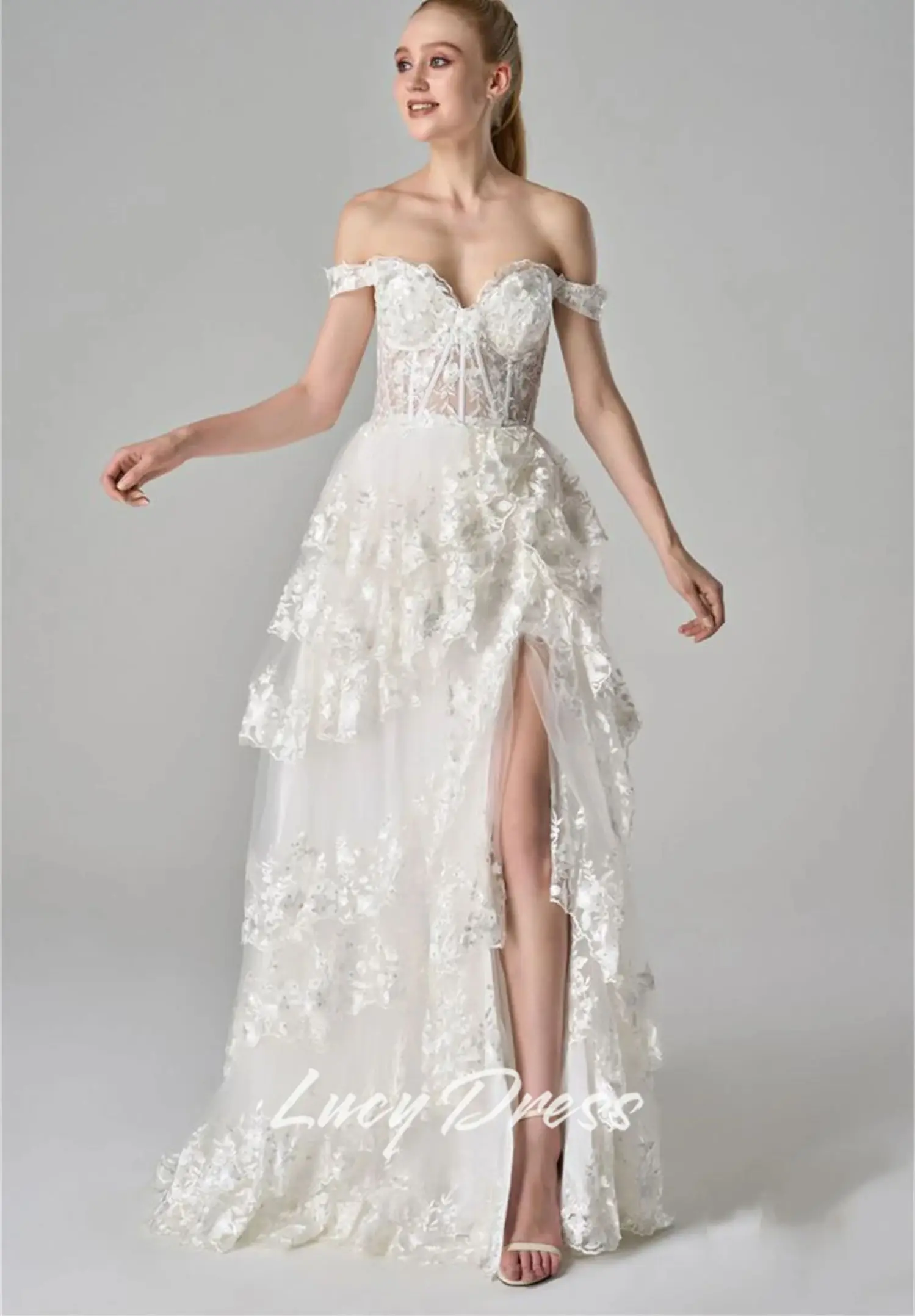 Lucy Aangepaste Bruiloft Jurk Sharon Happy Avondjurk Luxe Prom Gown Vrouwen trouwjurken voor feesten Trouwjurk