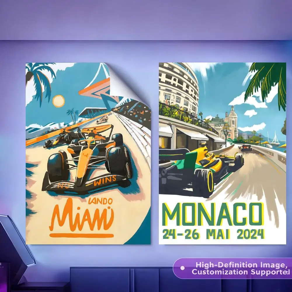 Stylish Formula Racing Car Painting Calligraphy HD Canvas Poster Crease Free Waterproof All Space Wall Decor