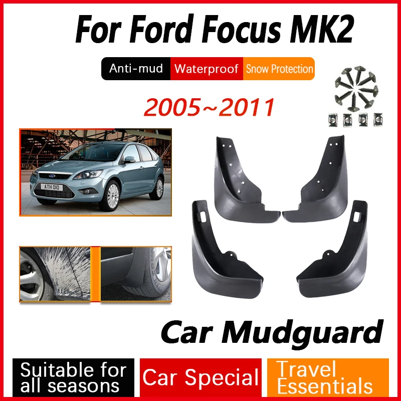 4PCS For Ford Focus 2 II Hatchback MK2 MK2.5 2005~2011 Car Mud Guard Antifreeze Flap Splash Mudflaps Door Guard Auto Accessories