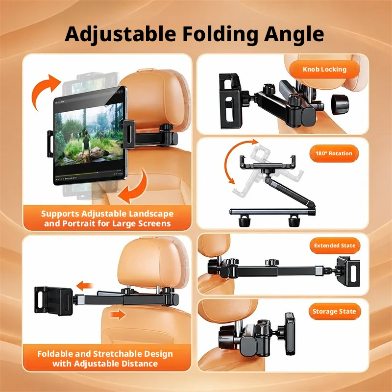 SEAMETAL Car Tablet Holder Universal Backseat Headrest Phone Mount Stand Adjustable Seat Extension Bracket for iPad Accessories view 2