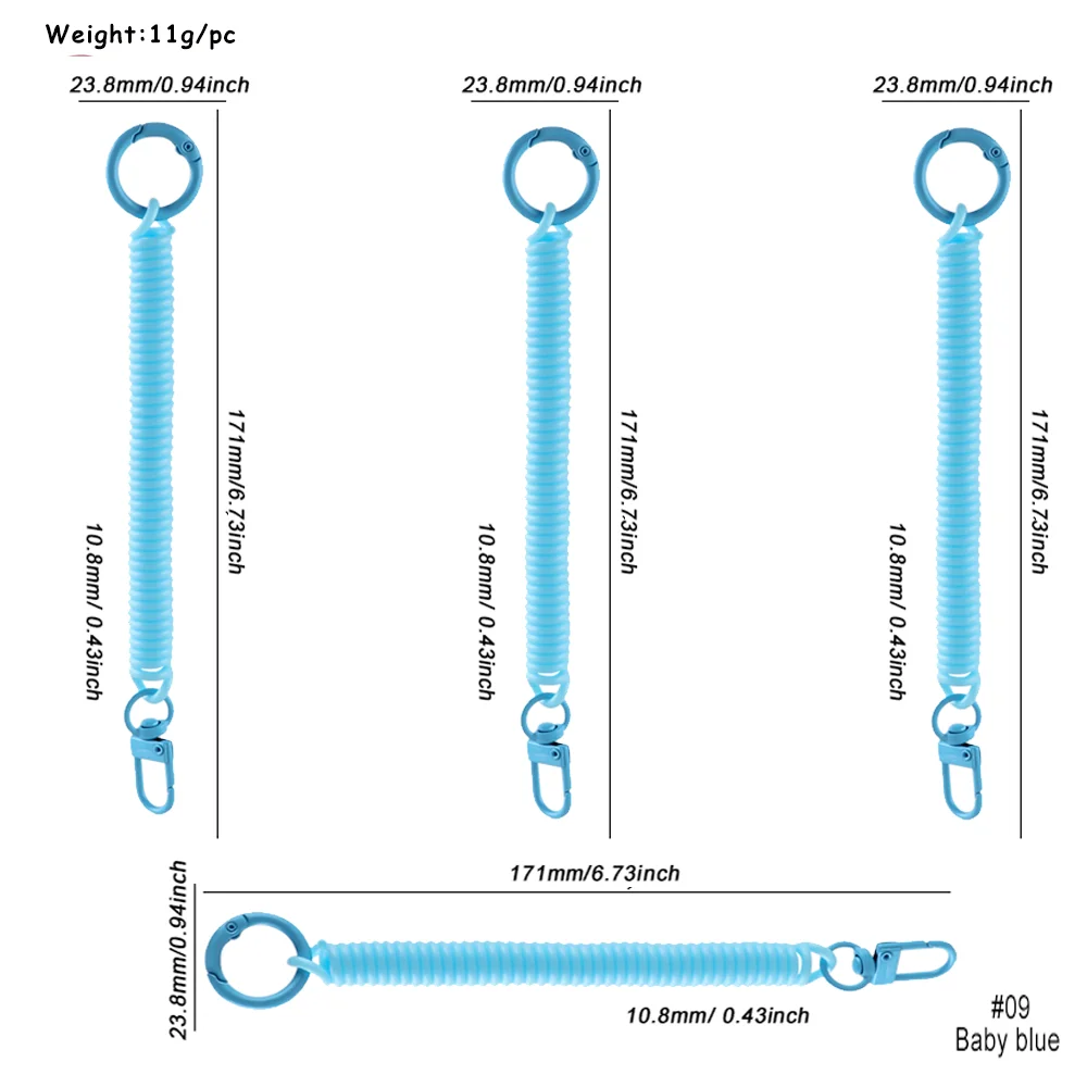 4pcs Colorful Spiral Elastic Spring Rope Keychain Key Metal Carabiner For Anti-lost Phone Spring Key Cord Clasp ID Card Hook