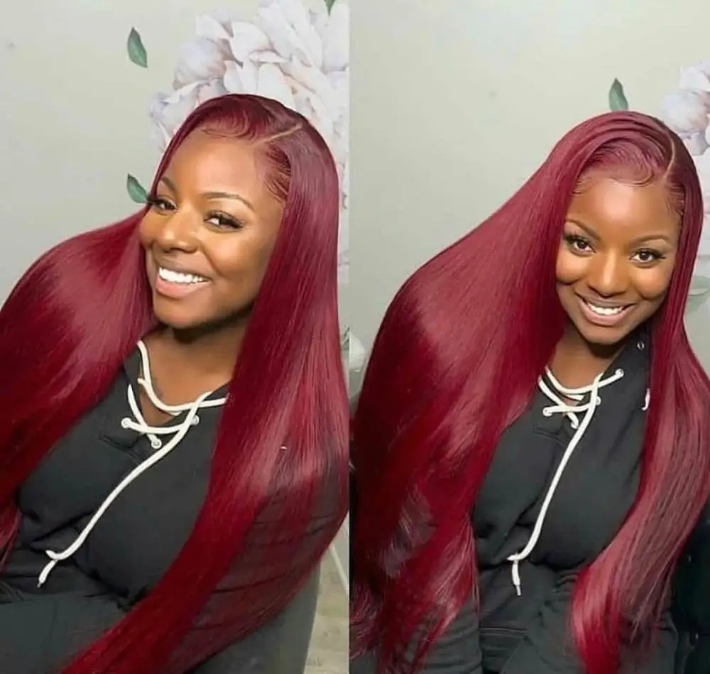 Burgundy Red 13x6 HD Lace Front Human Hair Wigs For Women 99j Straight 13x4 HD Lace Frontal Wig 100% Human Hair 4x4 Closure Wigs