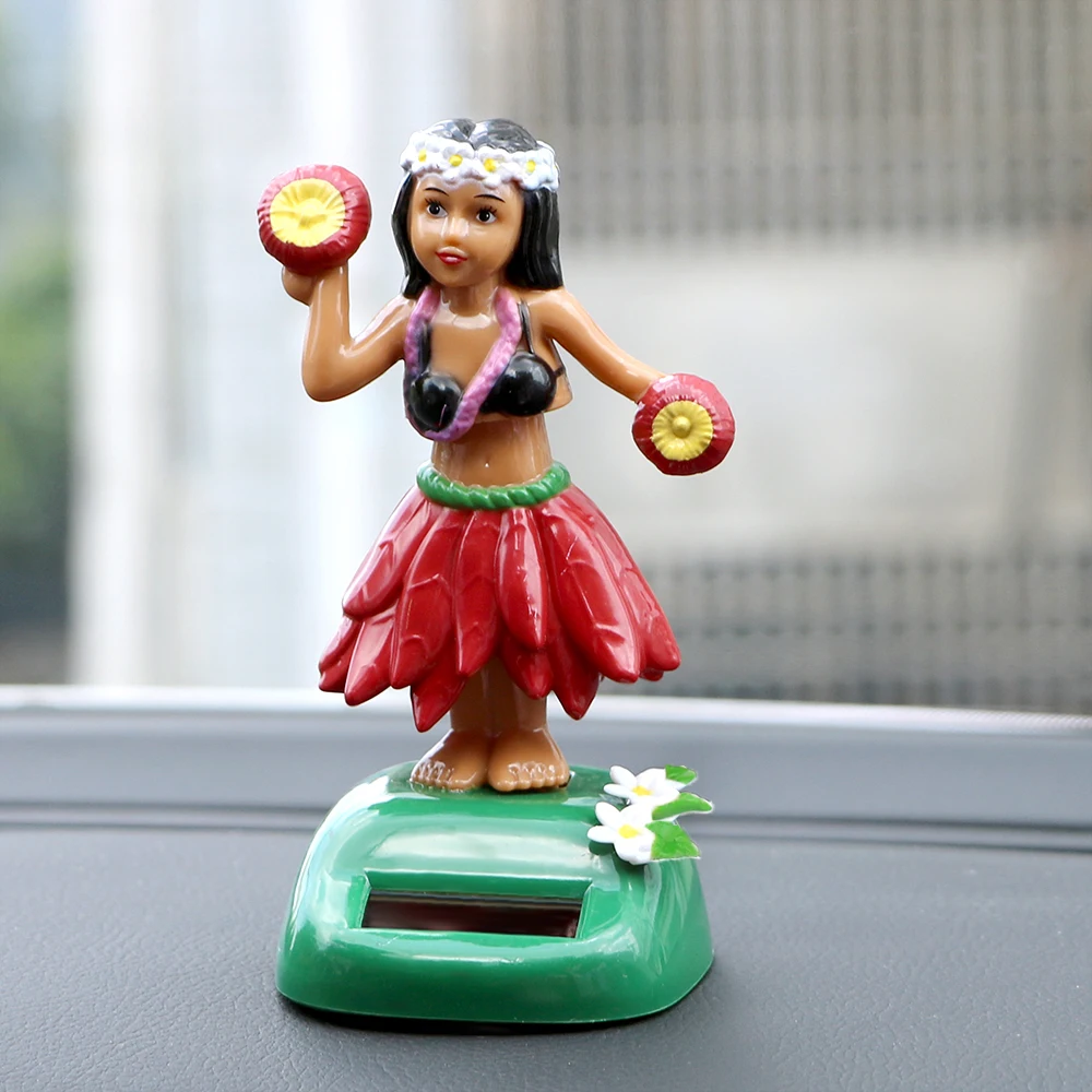 Decompression Auto Interior Car Decoration Car Ornaments Hula Solar Interior Accessories Shaking Head Toy Hawaii Girl