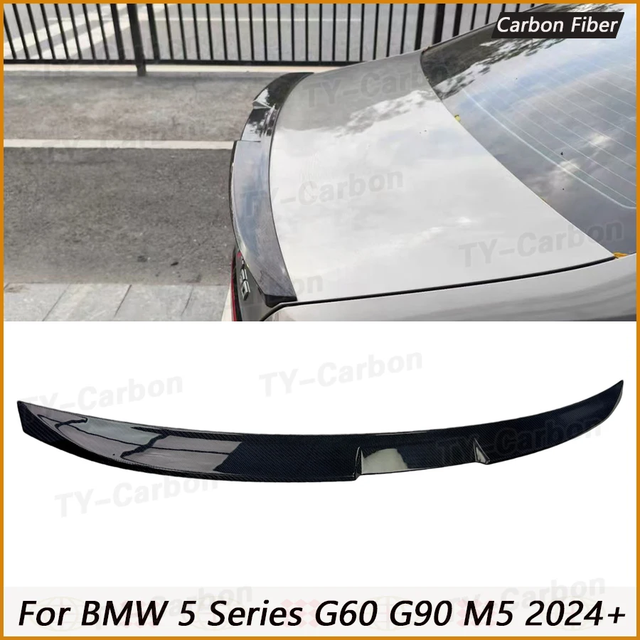 Car Rear Trunk Spoiler Wings Dry Carbon Fiber for BMW 5 Series G60 G68 G90 M5 Racing Rear Spoiler Boot Wing Lip 2024+ MP Style