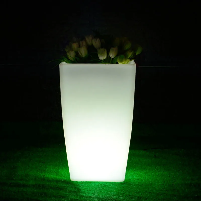 Direct Charging Luminous Square Floor Flowerpot 30*40*55cm Home Garden Supplies Pots Planters PE Plastic Waterproof Decor Light