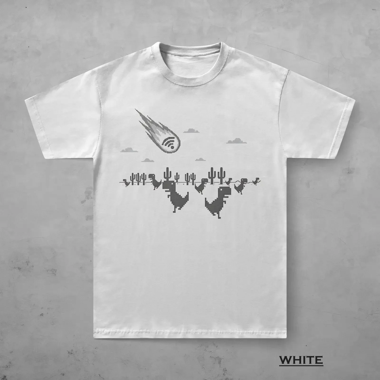 No Internet Dino T Shirt Retro Pixel Art Rex Gamer  vintage Washed fashion Soft streetwear Breathable Comfortable Unisex