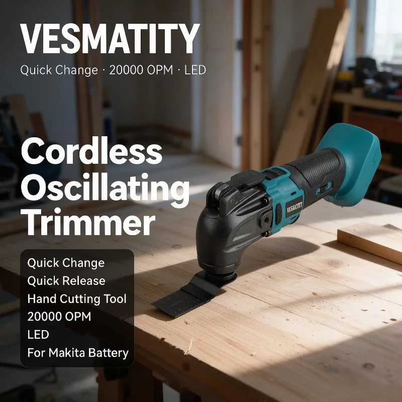 Cordless Oscillating Electric Trimmer Quick Change Quick Release DIY Cutting Tool 6 Speed LED For Makita Battery