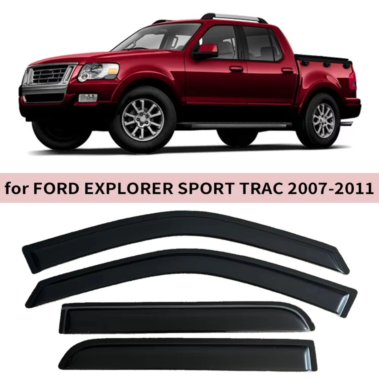 

For Ford EXPLORER SPORT TRAC 2007 2008 2009 2010 2011 Wind Deflectors Rain Guards Door Visor Window Visor Cars Accessories
