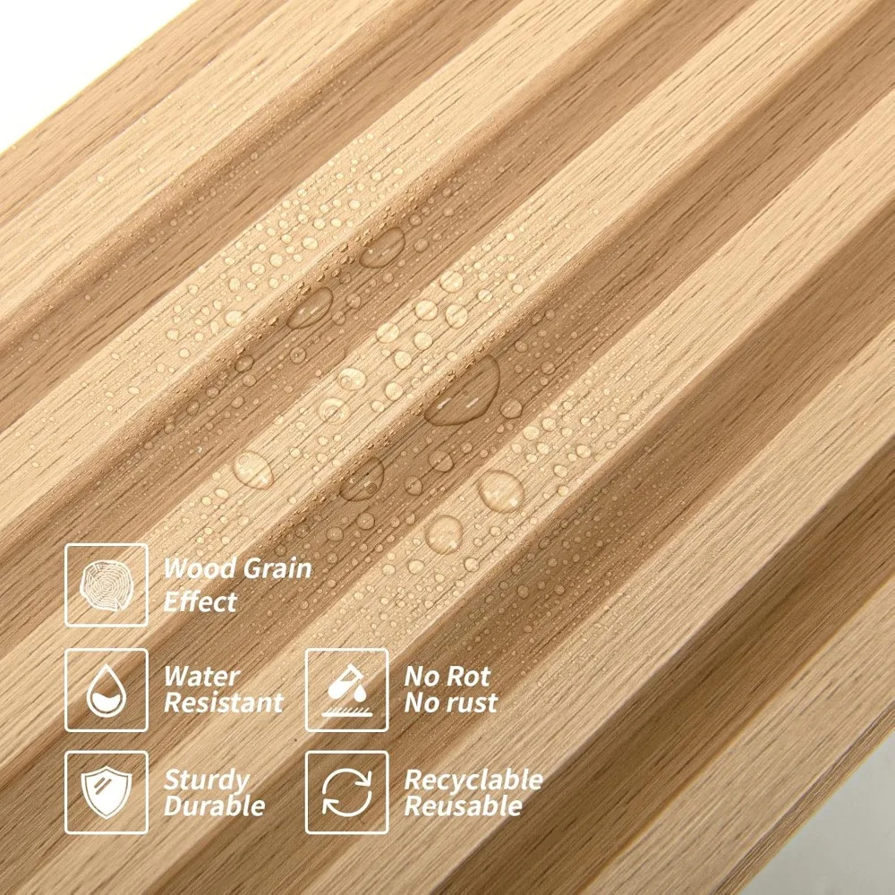 แผ่นผนังไม้ระแนง 8 แพ็ค, ผนัง 3D กันเสียง WPC 104 '' x 6.7''