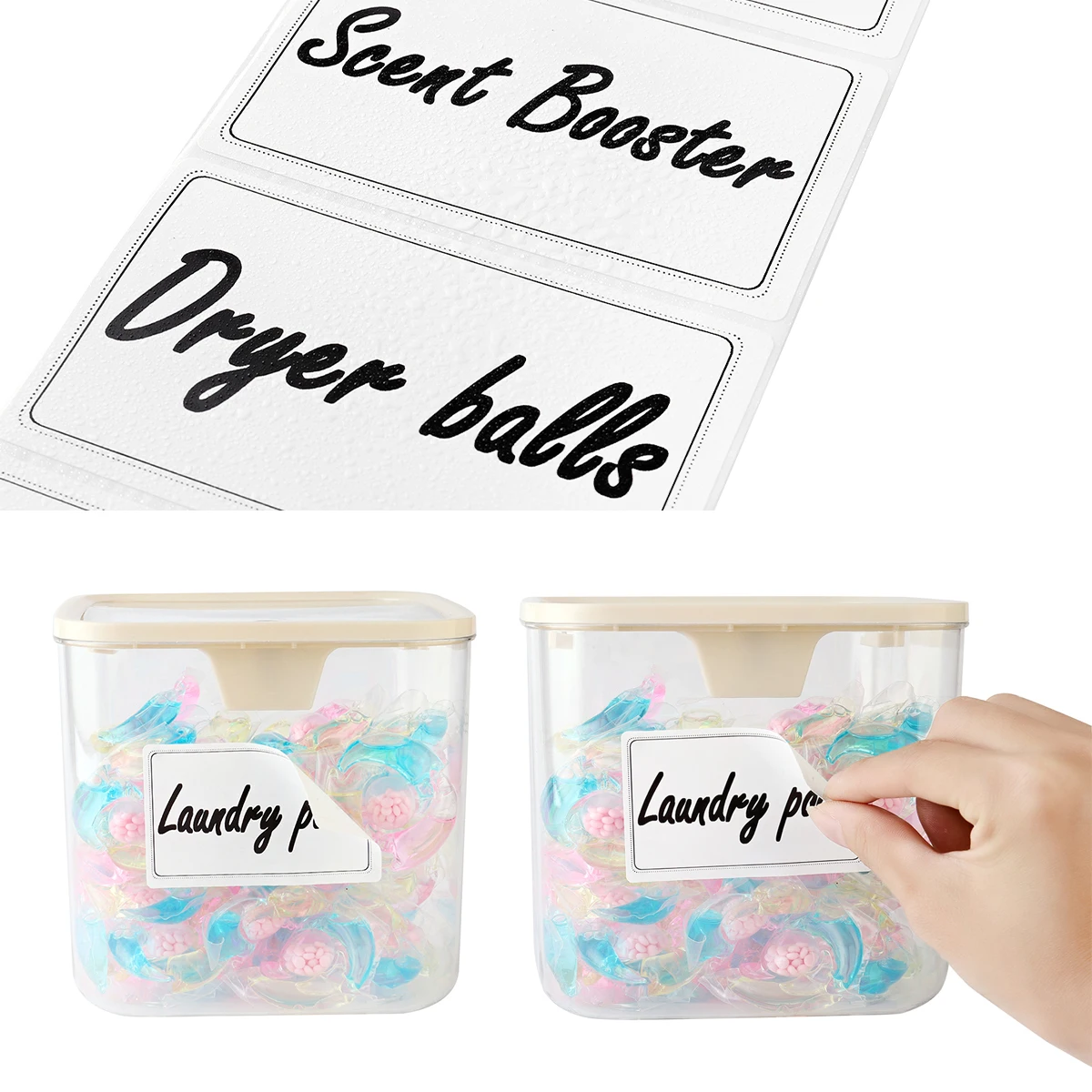 Laundry Pods Containers Storage Box Laundry Powder Containers Laundry Detergent Dispenser with Lids and Labels for Laundry Room