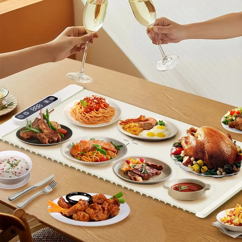 

Fast Heating Food Warming Mat Foldable Portable Electric Tray Smart Plate Silicone Table 80*38cm 450W