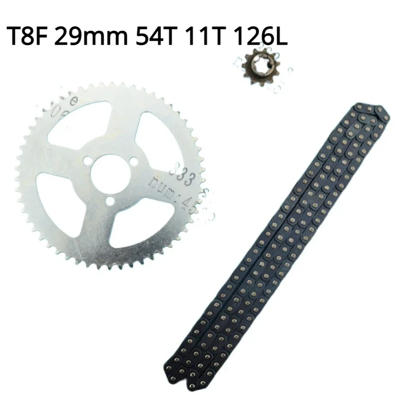 T8F 29mm 54T Gear 11T Teeth Gear Rear Sprocket 126j Chain Fit Mini Moto Quad ATV 2 Stroke Engine