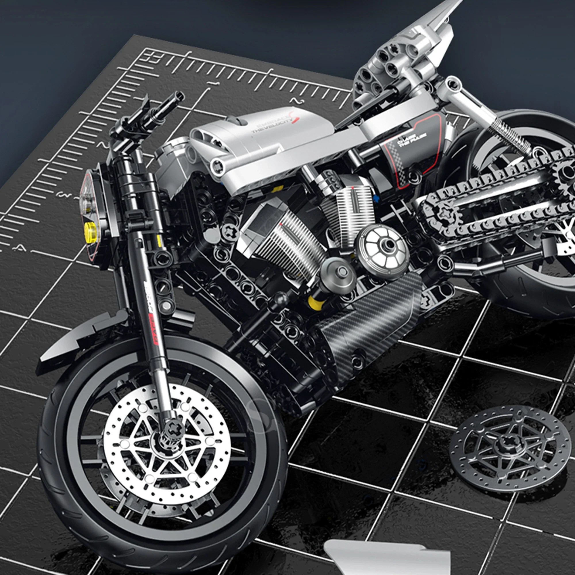 533 Stück City Moto Racer Baustein Motorrad 1:8 Silbrig Technische Geschwindigkeit Sport Motorrad Ziegel Spielzeug für Kinder Erwachsene Geschenke