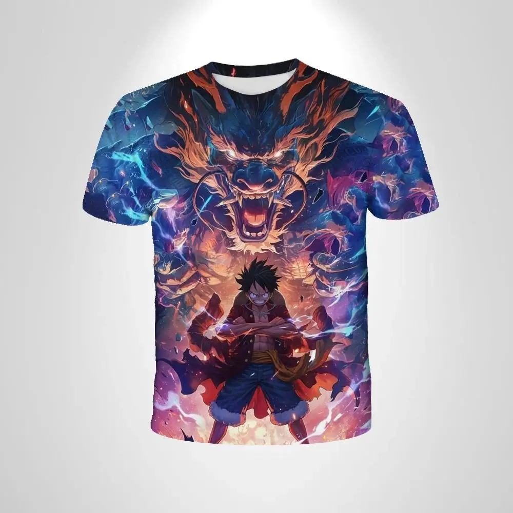 25 dibujos animados de manga corta Cosplay Luffy hombres Anime una pieza niño camiseta niños Top niño ropa suelta para niños camiseta negra