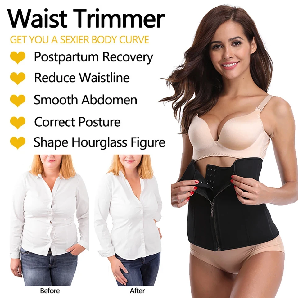 Women Flat Belly Belt Weight Loss Waist Trainer Body Shaper Corset Slimming Belly Sheath Tummy Trimmer Cincher Sports