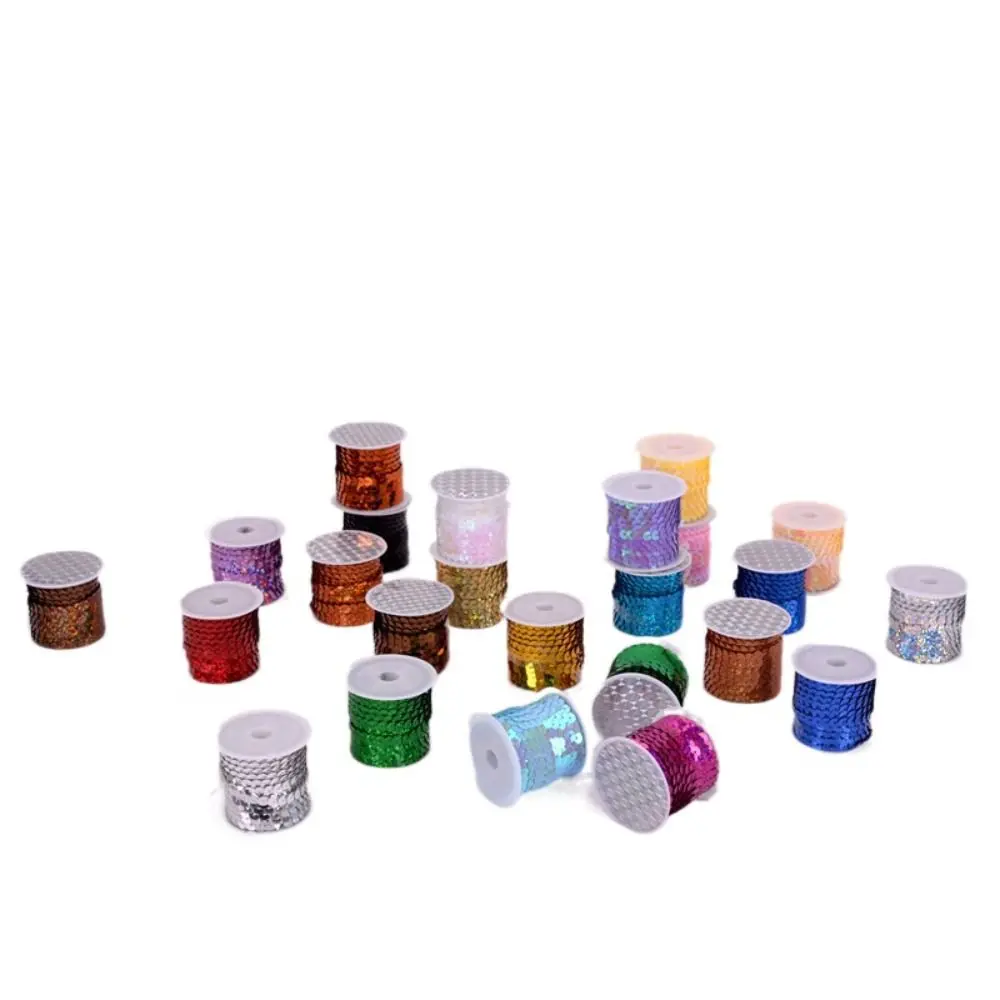 Colorful 5M Sequins Trims 6mm Loose Paillettes Round Shiny Decorative Lace Crafts Cloth Accessory/Bags/Garment