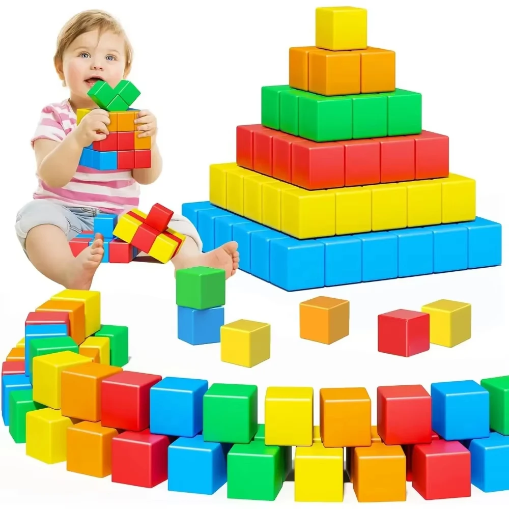 32-96PCS 작은 자기 빌딩 블록 유치원 줄기 교육 빌딩 블록 감각 몬테소리 장난감 소년 소녀 선물