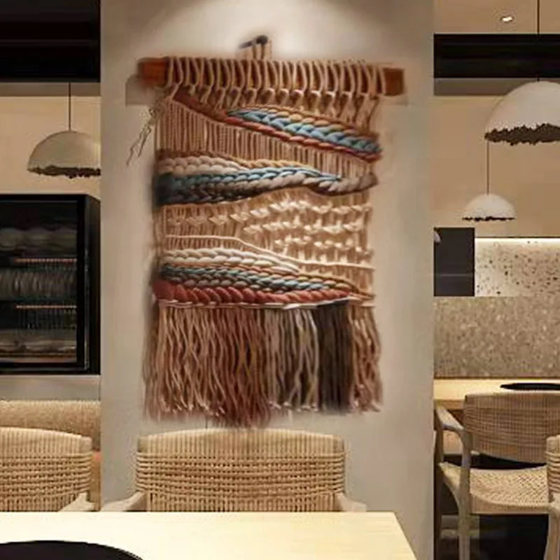 Moroccan Handwoven Wall Hanging-Boho Bedroom Decor Cotton Tribal Tapestry for Living Room Vintage Door Curtain, Home Textile Art