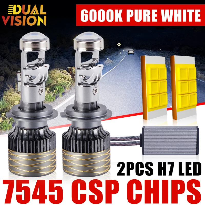 

H7 LED Headlights Projector Lens Bi-LED H4 High Beam Low Beam H11 H8 H9 9005 9006 HB3 HB4 Automotive LED Bulb 12V 7545 CSP CHIPS