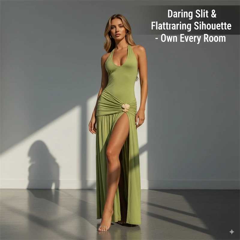 

Sexy Backless Bandage Dress with Metal Ribbon Details – Y2K Elegant Peach Buttocks Design