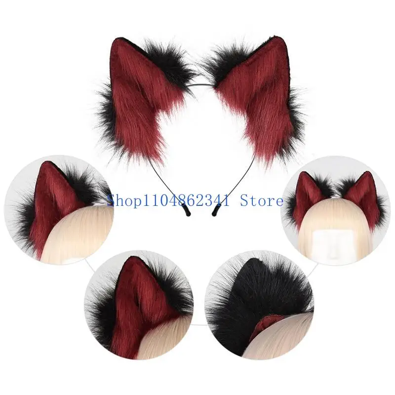 

5asd Набор лисьих ушей и хвоста, повязка на голову с кошачьими ушками и хвостом, пушистый хвост, аниме Cospl