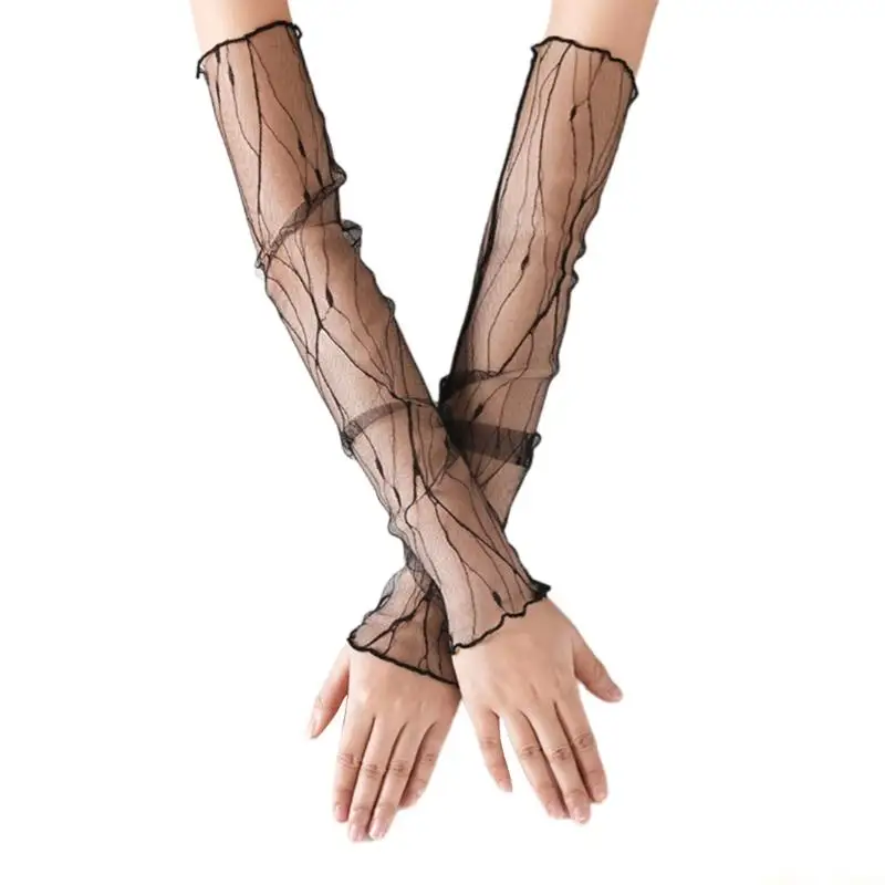 31BF 2pcs Skin Arm Sleeves Outdoor Color Ice Silk Loose Sleeves for Sun Protecting