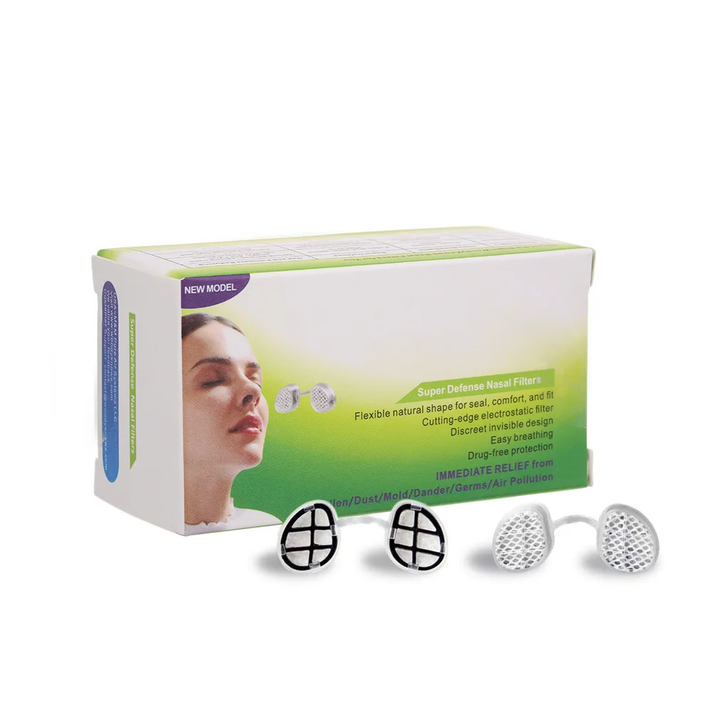 Super Defense Nasal Filters Reduce Pollen Dust Dander Mold Allergy Relief Air Pollution PM2.5