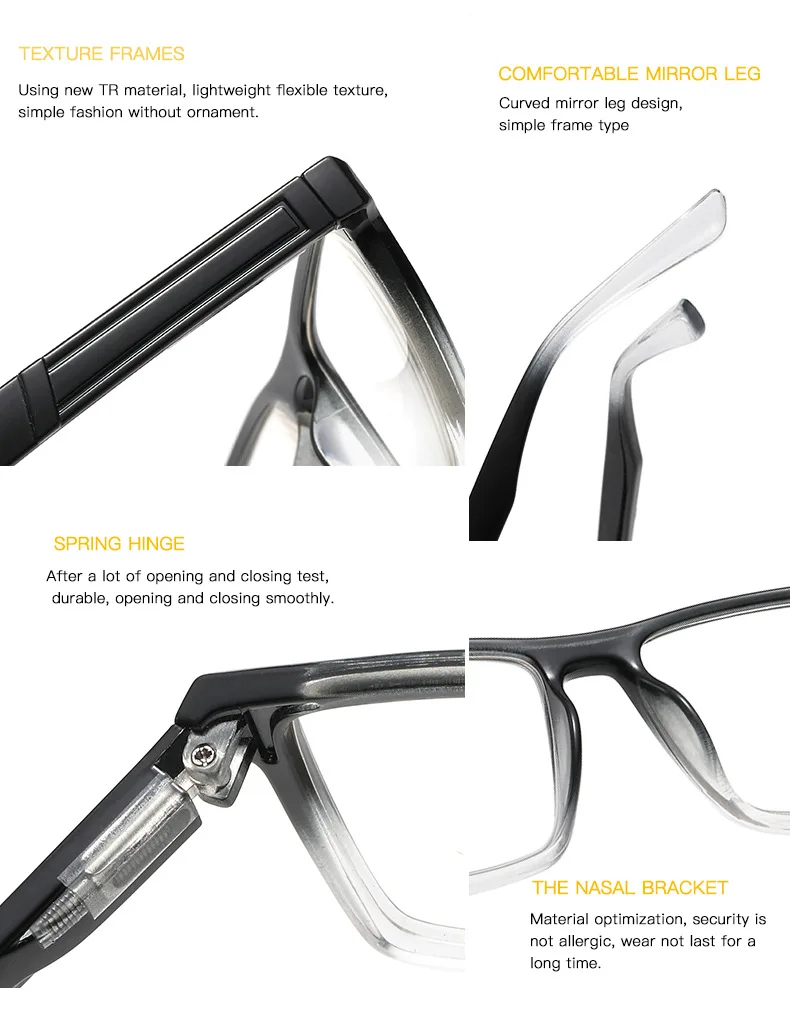 Farbverlauf Blau Lesebrille Für Männer Frauen Modische Presbyopie Brille Personalisierte Retro Ultra Licht Computer Brillen + 1,0 – Detail 5