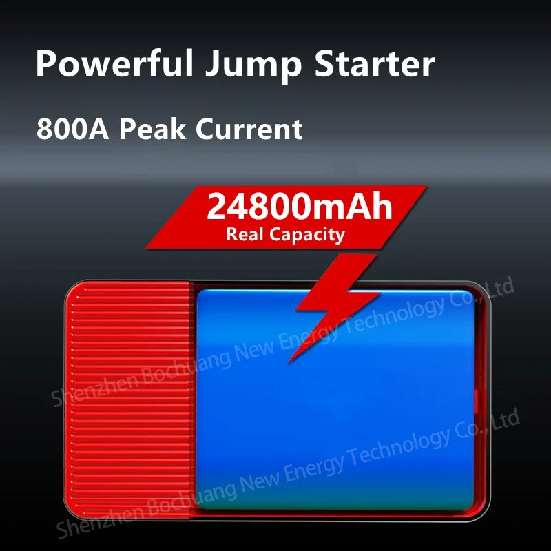 12V Car Jump Starter 24800mAh Power Bank Auto Starting Device 800A Car Battery Booster Emergency Buster For 3.0L Gas 2L Diesel