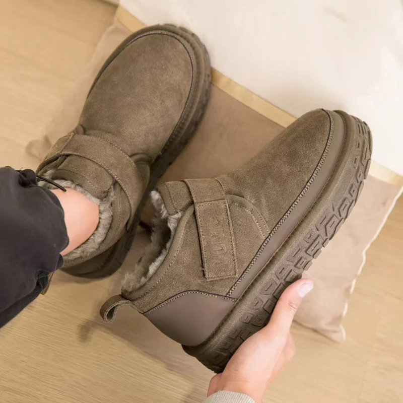 Chaussures montantes et en coton épais pour hommes, décontractées, antidérapantes, à semelles épaisses, résistantes au froid, en coton chaud, nouvelle collection automne et hiver
