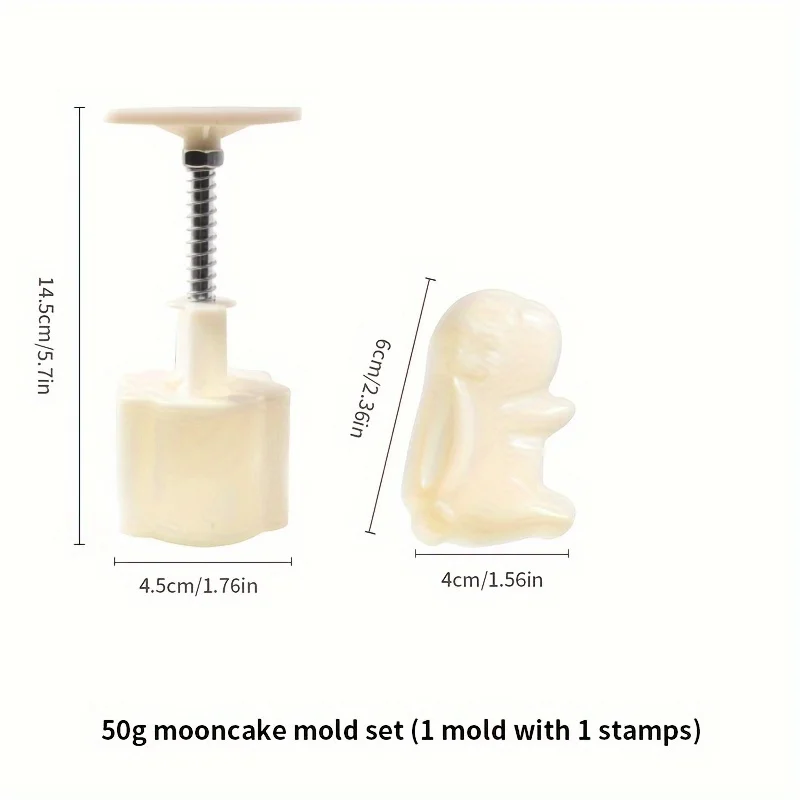 Cute Bunny Shape Moon Cake Mold,Including 1 Mold And 1 Stamps,DIY Hand Press Moon Cake Stamps, Mung Bean Cake,Cookie,Pastry Mold