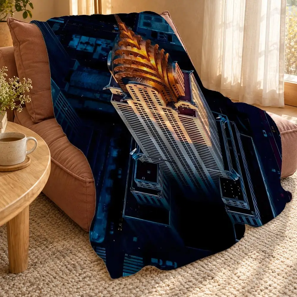 Chrysler Building Throw Double Sided Flannel Throw Blanket Soft Travel Camping Sofa Bed Home