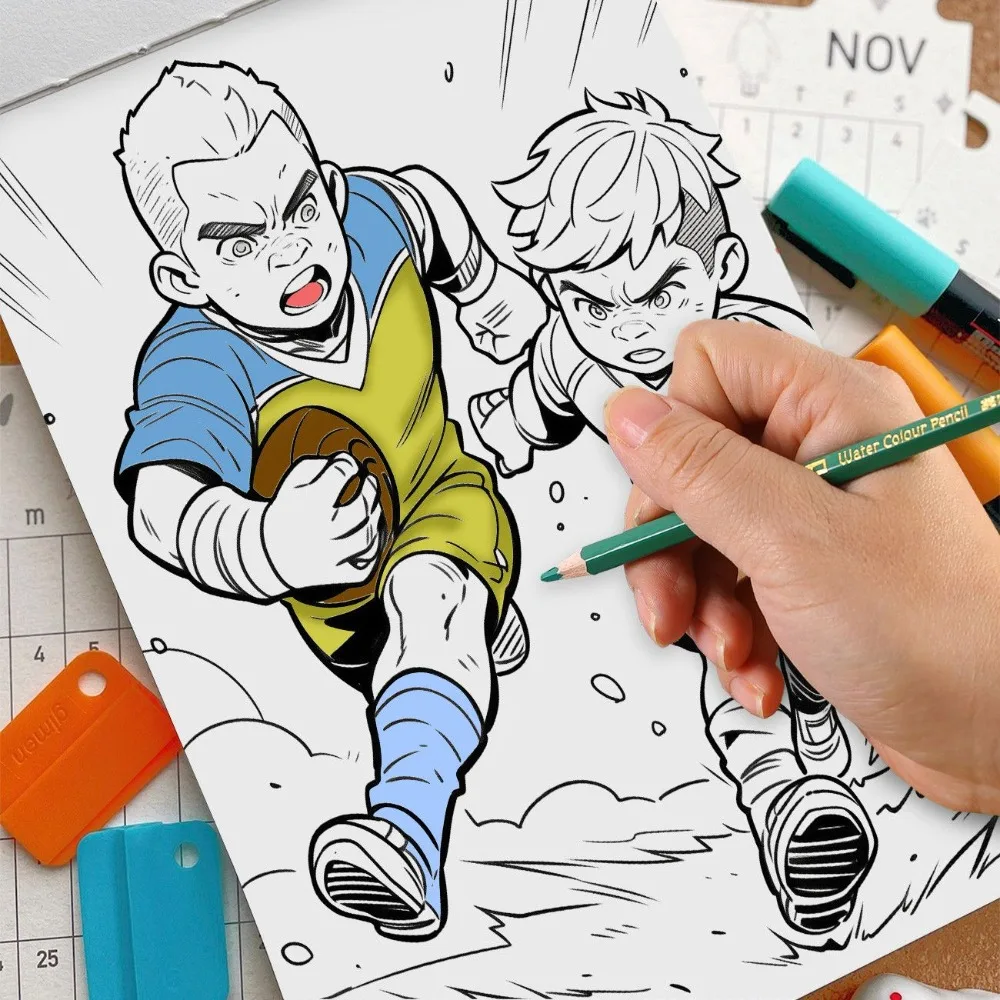 A4 Creative Sports Themed Coloring Book Drawing Book Thickened DIY Marker Filling Enlightenment Coloring Book