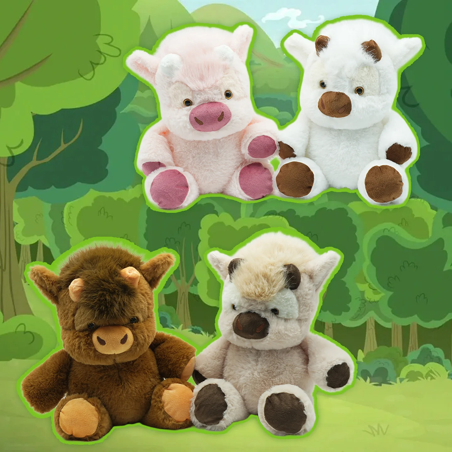 Peluche de Vaca Corriendo, Juguete de Peluche de Dibujos Animados de Ternero West Highland, Muñeco de Peluche de Vaca, Almohada Suave, Decoración de Sofá, Regalos de Cumpleaños
