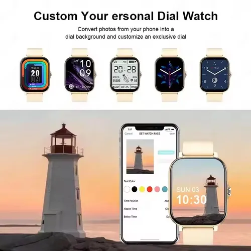 Imagen 2 del producto Reloj inteligente con pantalla completamente táctil, llamada, recordatorio de mensajes, control de música y otras funciones, compatible con iPhone/Android mo
