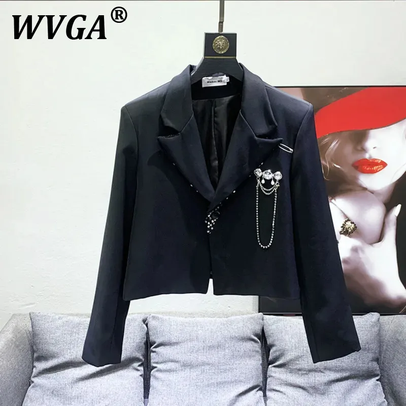 

WVGA Spring Autumn New Man Tide High Street Sequin Design Fashion Short Suit-Coat Niche Chic Casual Long Sleeve Blazer Ins W8859