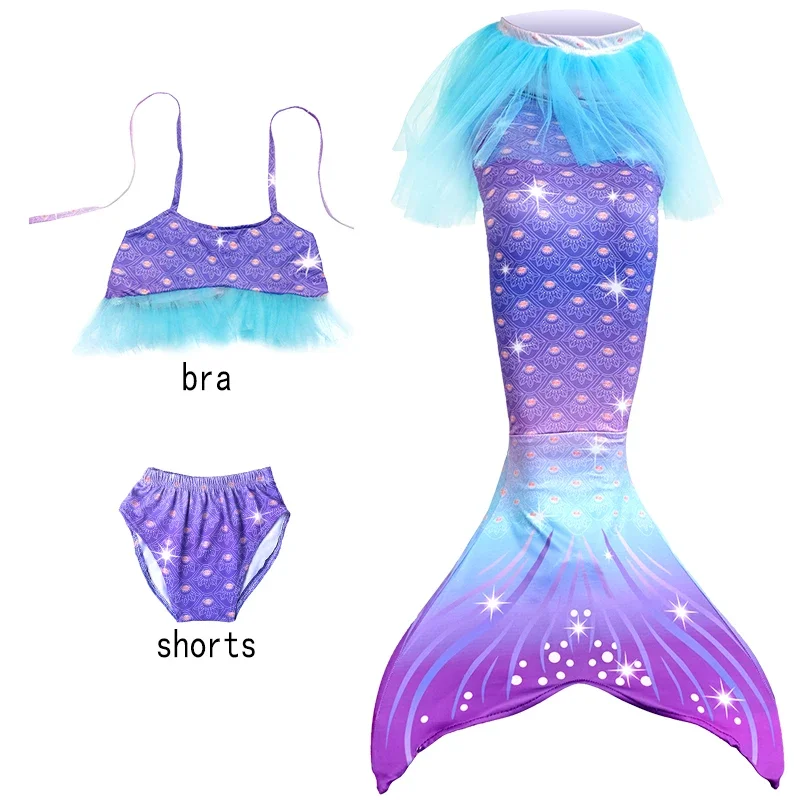 

Kids Mermaid Tail for Girls Swimsuit Children The Little Mermaid Costume Beach Bikini Bathing Suit for Swimming No Flippers