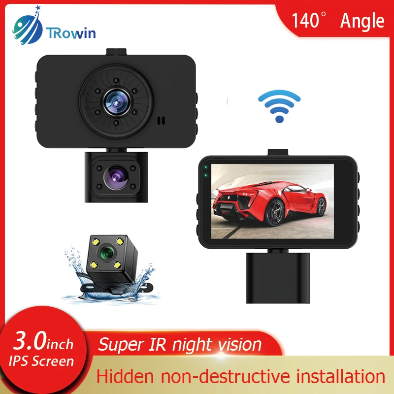 

WIFI Car Dvr 3Inch IPS HD 1080P 3Cameras Auto Dash Cam Front Inside Rear IR Night Vision Wide Angle Video Recording Hidden Lens