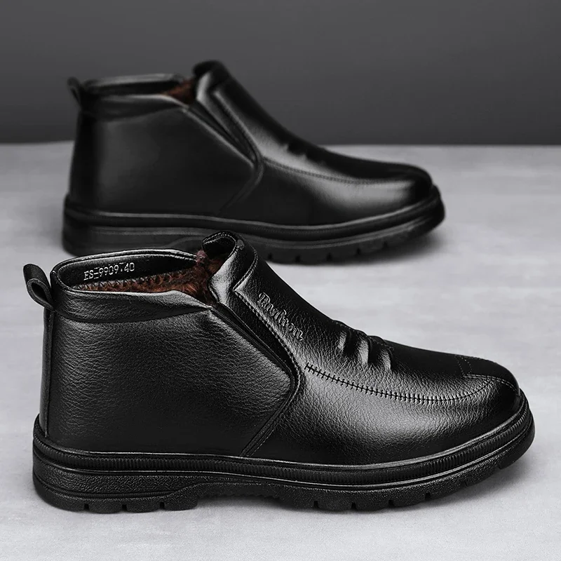 Men's Casual Shoes Round Toe Thick Bottom Recommended Waterproof Comfortable All-match Non-slip Wear-Resistant Classic Business