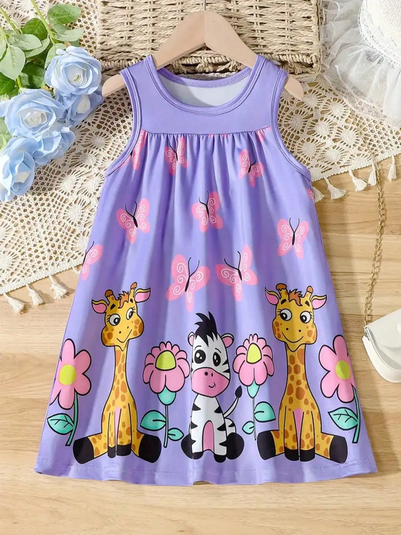 Cartoon-Tiermuster Mädchen-Trägerkleid Bequemes Atmungsaktives Urlaubskleid Damen- und Kinderbekleidung 2026 – Detail 33