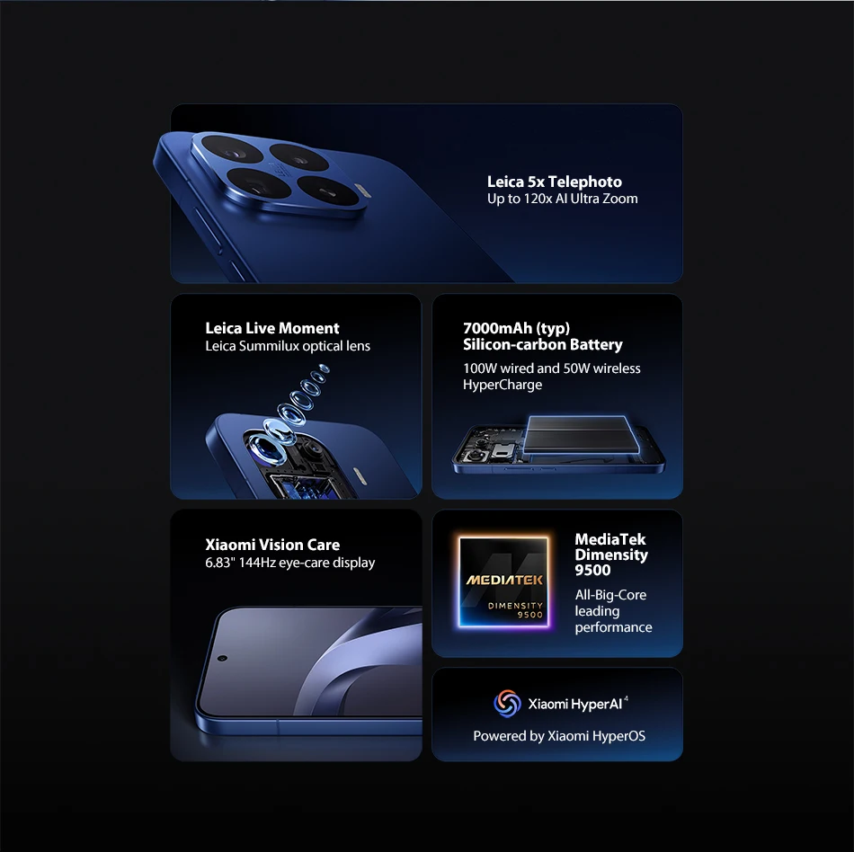 Global Version Xiaomi 17T Pro Smartphone 6.83" 144Hz eye-care AMOLED display MediaTek Dimensity 9500 NFC 7000mAh